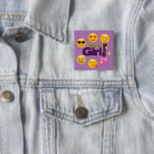 Emoji Birthday Girl Vierkante Button 5,1 Cm (In situ)
