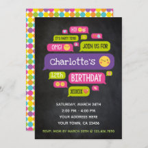 Emoji Birthday Invitation Chalkboard