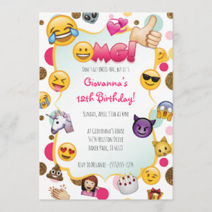 Emoji Birthday Invitation - Emoji Thed Invites Kaart