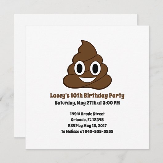Emoji Birthday Invite Kaart (Voorkant / Achterkant)