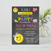 Emoji Birthday Party - Chalkboard Kaart (Staand voorkant)