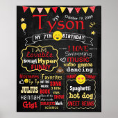 Emoji Birthday party chalkboard tekenrode jongen Poster (Voorkant)