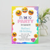 Emoji birthday party invitation kaart (Staand voorkant)