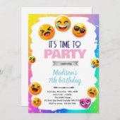Emoji birthday party invitation kaart (Voorkant / Achterkant)