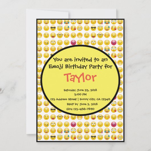 Emoji Birthday Party Invitation Kaart (Voorkant)