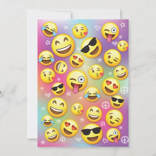 Emoji Birthday Party Invitations, Girl Emoji Party Kaart (Achterkant)