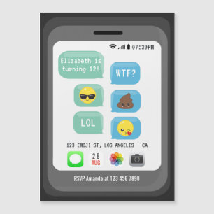 Emoji Birthday Party Magnetische Uitnodiging