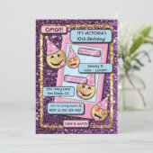 Emoji Birthday Party - uitnodiging voor tekstverbi (Staand voorkant)