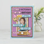 Emoji Birthday Party - uitnodiging voor tekstverbi (Staand voorkant)