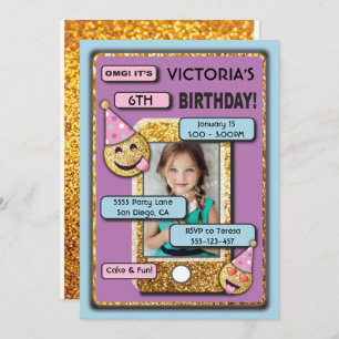 Emoji Birthday Party - uitnodiging voor tekstverbi