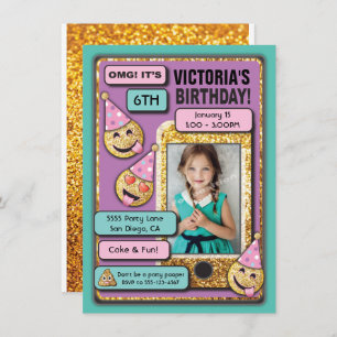 Emoji Birthday Party - uitnodiging voor tekstverbi