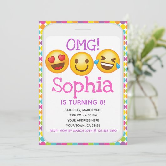 Emoji Birthday Uitnodiging (Staand voorkant)