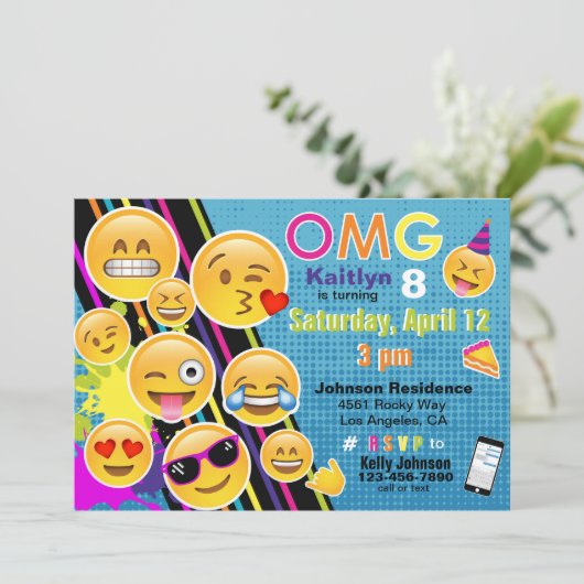 Emoji Birthday Uitnodiging (Staand voorkant)
