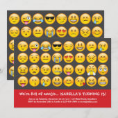 Emoji Birthday Uitnodiging (Voorkant / Achterkant)