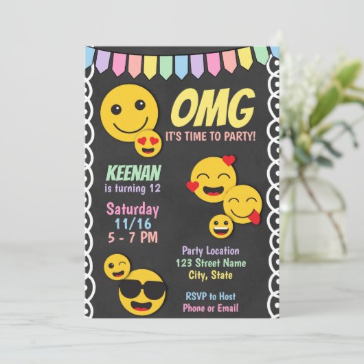 Emoji Birthday Uitnodiging (Staand voorkant)