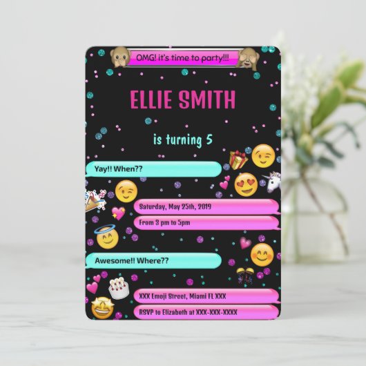 Emoji Birthday Uitnodiging (Staand voorkant)