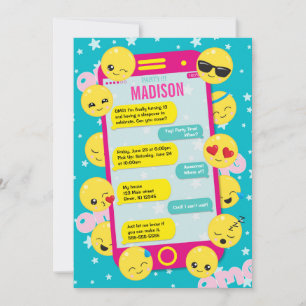 Emoji Birthday Uitnodiging/de Tekst van de Telefoo Kaart