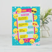 Emoji Birthday Uitnodiging/de Tekst van de Telefoo Kaart (Staand voorkant)