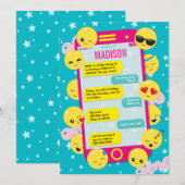 Emoji Birthday Uitnodiging/de Tekst van de Telefoo Kaart (Voorkant / Achterkant)