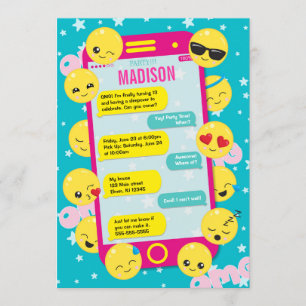 Emoji Birthday Uitnodiging/de Tekst van de Telefoo Kaart