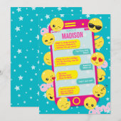 Emoji Birthday Uitnodiging / Mobiele telefoontekst (Voorkant / Achterkant)