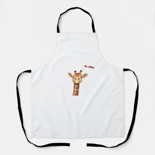 Emoji blij enthousiast Giraffe gezicht Schort (Voorkant)