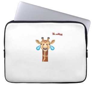 Emoji blij huilen giraffe gezicht laptop sleeve