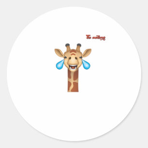 Emoji blij huilen giraffe gezicht ronde sticker