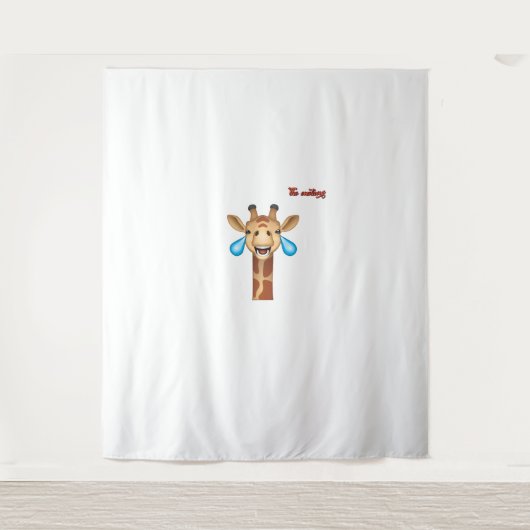 Emoji blij huilen giraffe gezicht wandkleed (Voorkant)