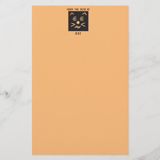 Emoji Cat Face en Jouw naam minimalist Briefpapier (Voorkant)