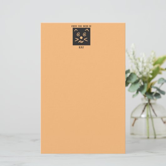 Emoji Cat Face en Jouw naam minimalist Briefpapier (Staand voorkant)