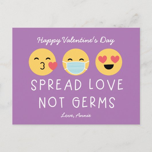 Emoji Classroom Valentine - Purple Briefkaart (Voorkant)