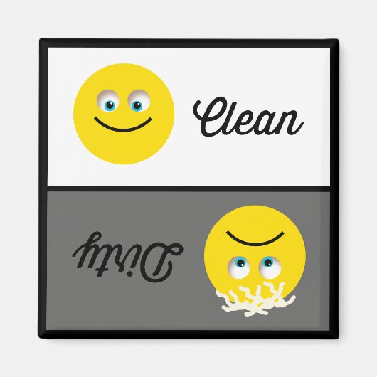 Emoji Clean Dirty Dishwasher Magnet (Voorkant)
