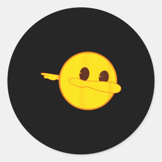 Emoji Dab Dabbing Yellow Smile Face  Ronde Sticker (Voorkant)