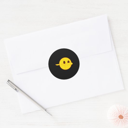 Emoji Dab Dabbing Yellow Smile Face  Ronde Sticker (Envelop)