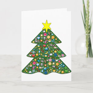 Emoji-decorated tree Holiday greeting card Feestdagen Kaart