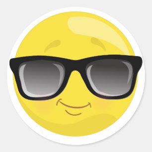 Emoji die zonnebrillen draagt ronde sticker