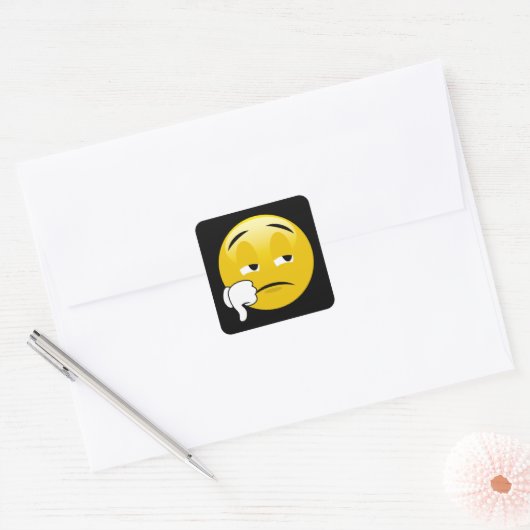 Emoji duimen omlaag vierkante sticker (Envelop)