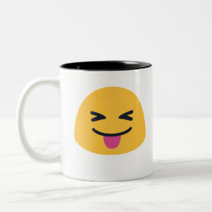 Emoji: Emoji: tong uit gesloten ogen Tweekleurige Koffiemok