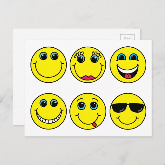 Emoji Face Characters Briefkaart (Voorkant / Achterkant)