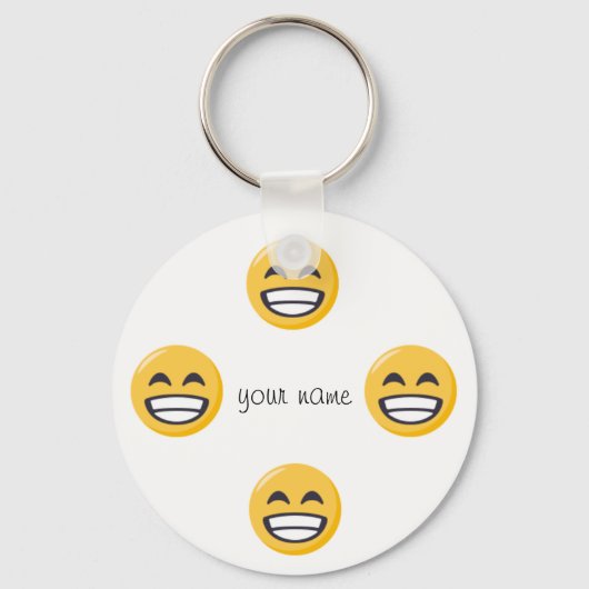 Emoji Face en '' Jouw naam here " Sleutelhanger (Voorkant)