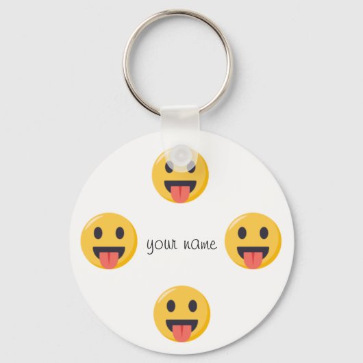 Emoji Face en '' Jouw naam here " Sleutelhanger (Voorkant)