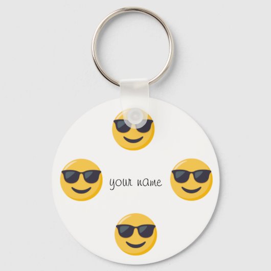 Emoji Face en '' Jouw naam here " Sleutelhanger (Voorkant)