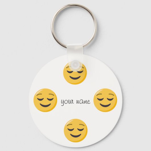 Emoji Face en '' Jouw naam here " Sleutelhanger (Voorkant)