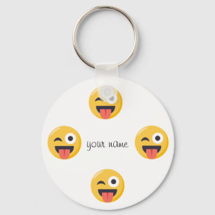 Emoji Face en '' Jouw naam here " Sleutelhanger