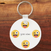 Emoji Face en '' Jouw naam here " Sleutelhanger (Voorkant)