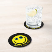 Emoji Face heeft een leuke dag Ronde Kartonnen Onderzetter (Insitu)