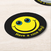 Emoji Face heeft een leuke dag Ronde Kartonnen Onderzetter (Gebogen)