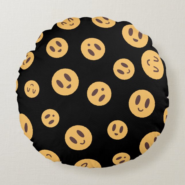 Emoji Faces Rond Kussen (Voorkant)