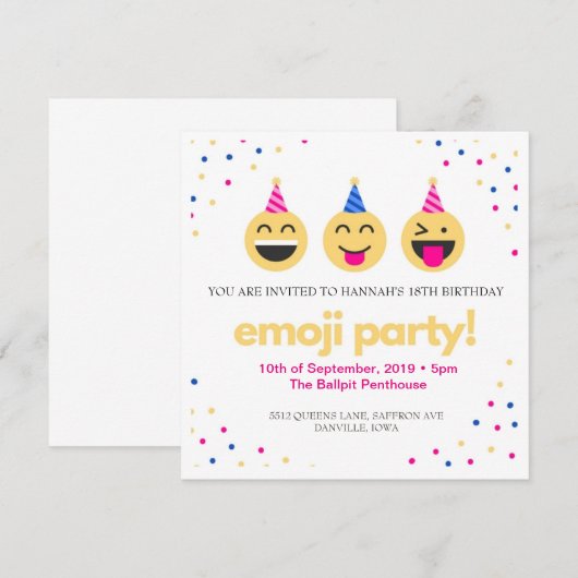 emoji feest! kaart (Voorkant / Achterkant)